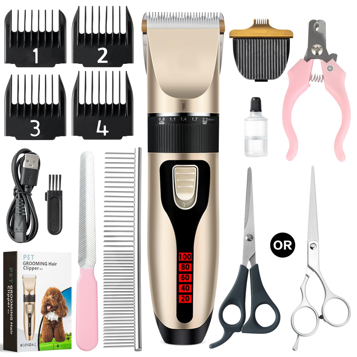Dog Grooming Kit and Paw Trimmer